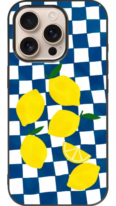 Coque iPhone 16 Pro - Silicone rigide noir Illustration lemons 2026