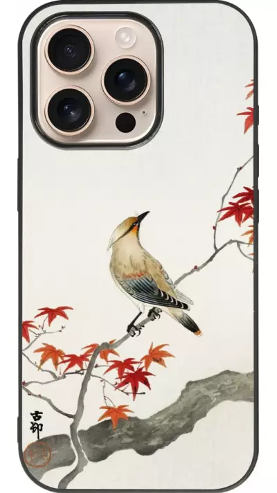 Coque iPhone 16 Pro - Silicone rigide noir Japanese Bird