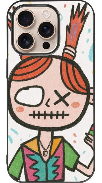 Coque iPhone 16 Pro - Silicone rigide noir Little Girl Sketch