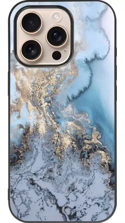 Coque iPhone 16 Pro - Silicone rigide noir Marble 04