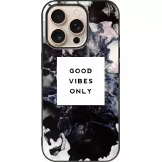 Coque iPhone 16 Pro - Silicone rigide noir Marble Good Vibes Only