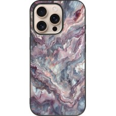 iPhone 16 Pro Case Hülle - Silikon schwarz Violetter silberner Marmor