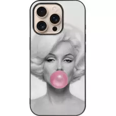 Coque iPhone 16 Pro - Silicone rigide noir Marilyn Bubble