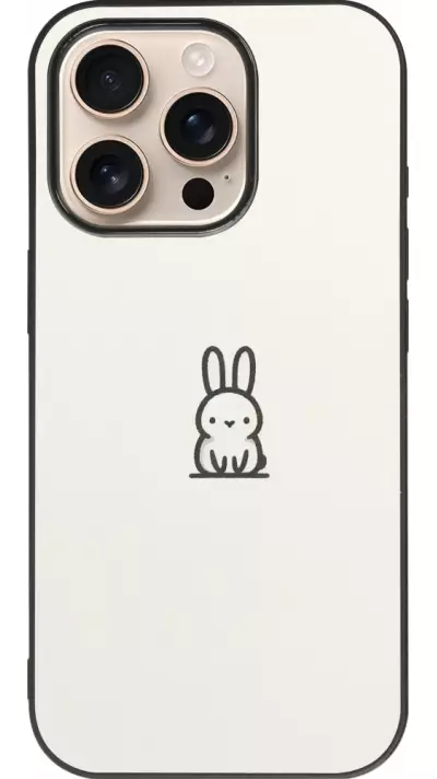 Coque iPhone 16 Pro - Silicone rigide noir Minimal bunny cutie