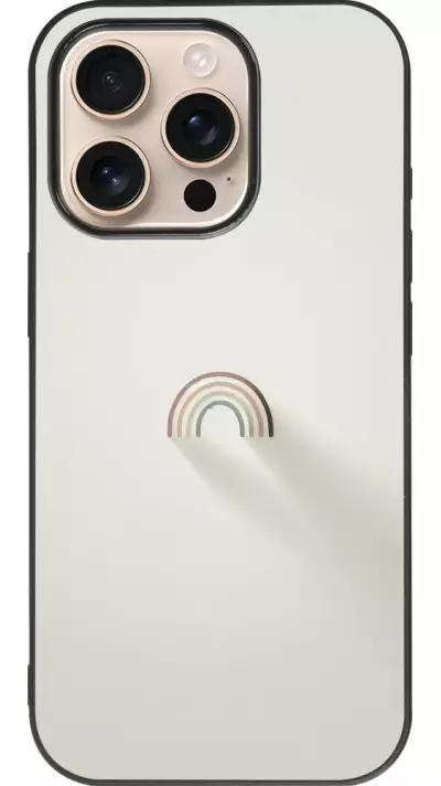 Coque iPhone 16 Pro - Silicone rigide noir Mini Rainbow Minimal