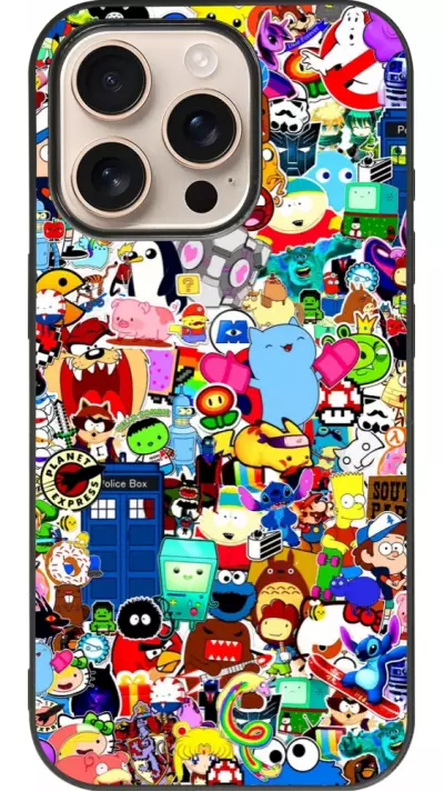Coque iPhone 16 Pro - Silicone rigide noir Mixed cartoons