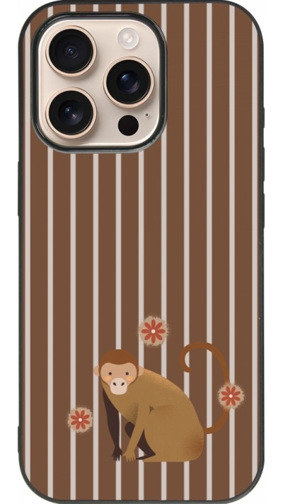 Coque iPhone 16 Pro - Silicone rigide noir Monkey with stripes
