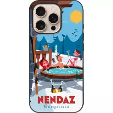 Coque iPhone 16 Pro - Silicone rigide noir Nendaz Mountain Jacuzzi