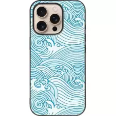 Coque iPhone 16 Pro - Silicone rigide noir Ocean Waves