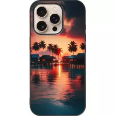 Coque iPhone 16 Pro - Silicone rigide noir Paradis Maldives