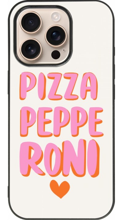 iPhone 16 Pro Case Hülle - Silikon schwarz Pizza pepperoni 2026