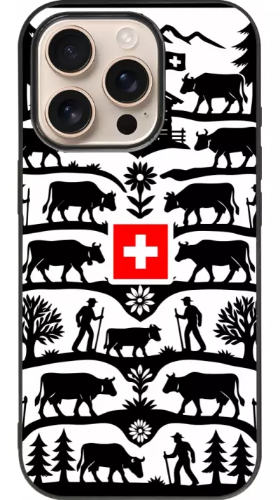 Coque iPhone 16 Pro - Silicone rigide noir Poya Suisse 3