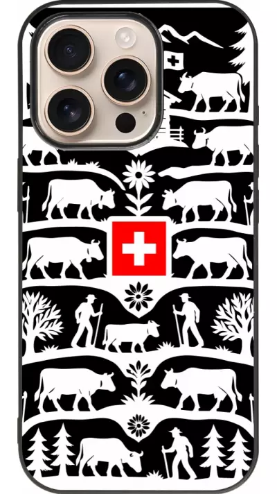 Coque iPhone 16 Pro - Silicone rigide noir Poya Suisse 3 noir