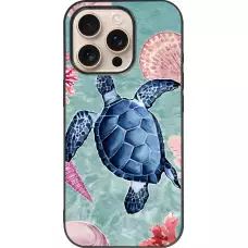 Coque iPhone 16 Pro - Silicone rigide noir Preppy Turtle