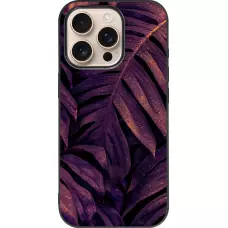 Coque iPhone 16 Pro - Silicone rigide noir Purple Light Leaves