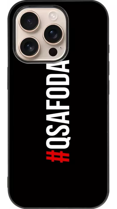 Coque iPhone 16 Pro - Silicone rigide noir Qsafoda 1