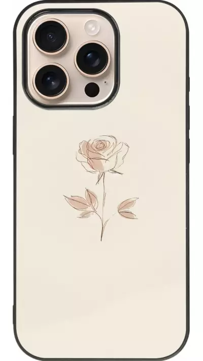 Coque iPhone 16 Pro - Silicone rigide noir Sable Rose Minimaliste