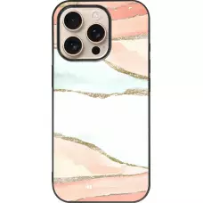 Coque iPhone 16 Pro - Silicone rigide noir Shimmering Orange