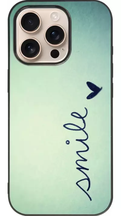 Coque iPhone 16 Pro - Silicone rigide noir Smile