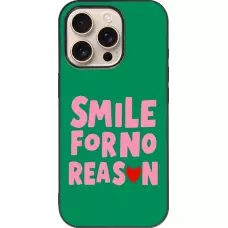 Coque iPhone 16 Pro - Silicone rigide noir Smile for no reason 2026