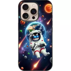 Coque iPhone 16 Pro - Silicone rigide noir VR SpaceCat Odyssey
