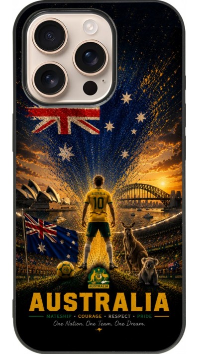 iPhone 16 Pro Case Hülle - Silikon schwarz Fussball Australien splash 2026