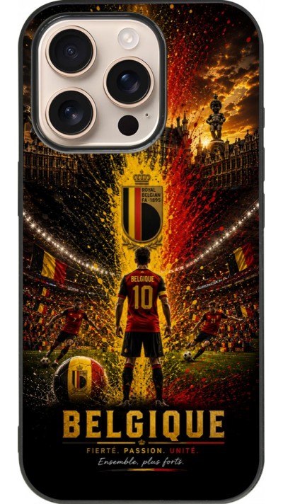 iPhone 16 Pro Case Hülle - Silikon schwarz Fussball Belgien splash 2026