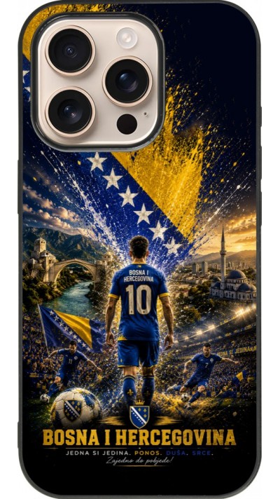 iPhone 16 Pro Case Hülle - Silikon schwarz Fussball Bosnien und Herzegowina splash 2026