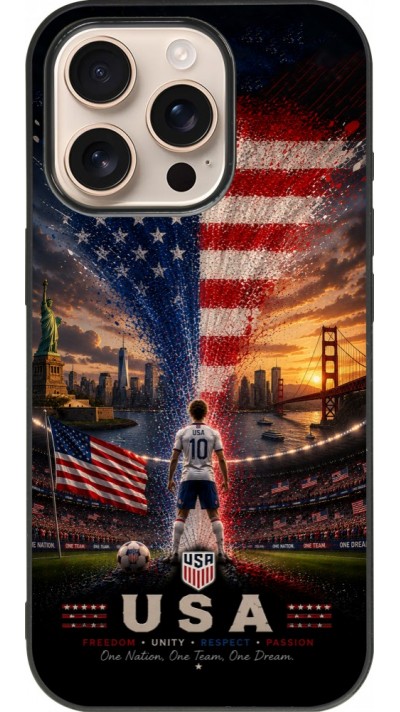 iPhone 16 Pro Case Hülle - Silikon schwarz Fussball Vereinigten Staaten splash 2026