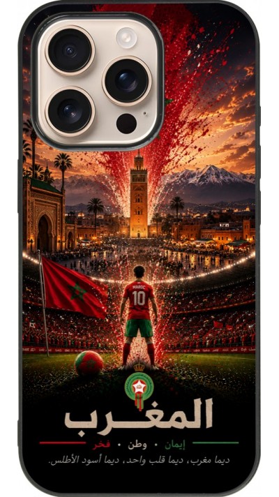 iPhone 16 Pro Case Hülle - Silikon schwarz Fussball Marokko splash 2026