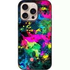 Coque iPhone 16 Pro - Silicone rigide noir Splash paint