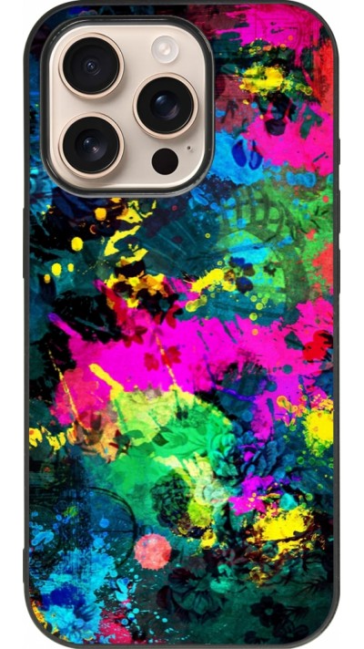 iPhone 16 Pro Case Hülle - Silikon schwarz Splash paint