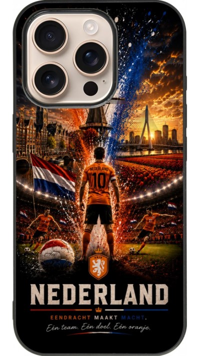 iPhone 16 Pro Case Hülle - Silikon schwarz Fussball Niederlande splash 2026