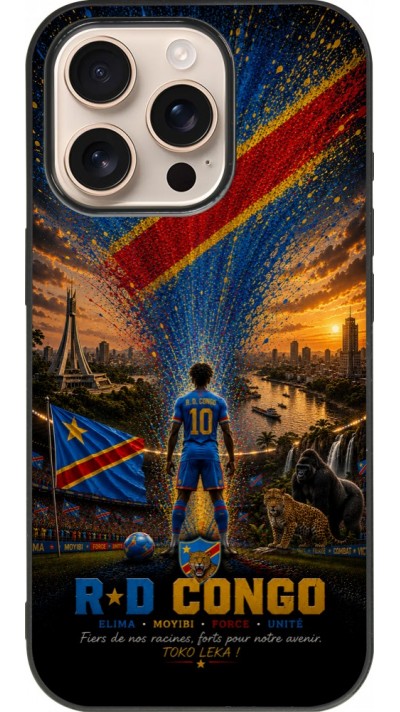 iPhone 16 Pro Case Hülle - Silikon schwarz Fussball Demokratische Republik Kongo splash 2026