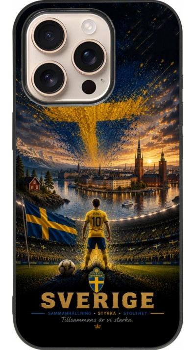 iPhone 16 Pro Case Hülle - Silikon schwarz Fussball Schweden splash 2026
