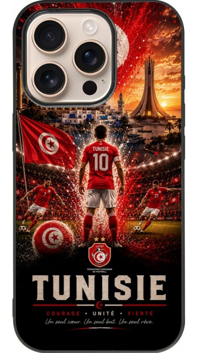 iPhone 16 Pro Case Hülle - Silikon schwarz Fussball Tunesien splash 2026