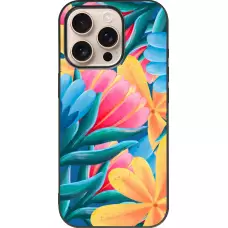 Coque iPhone 16 Pro - Silicone rigide noir Spring 23 colorful flowers