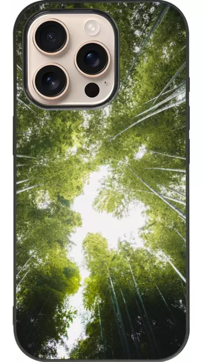 Coque iPhone 16 Pro - Silicone rigide noir Spring 23 forest blue sky
