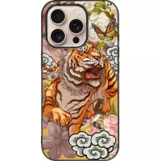 Coque iPhone 16 Pro - Silicone rigide noir Spring 23 japanese tiger