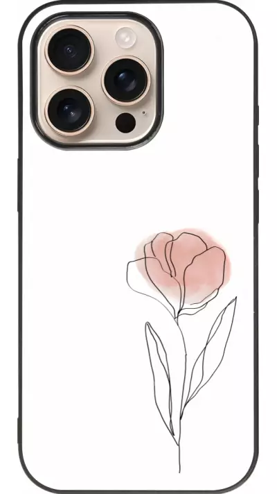Coque iPhone 16 Pro - Silicone rigide noir Spring 23 minimalist flower