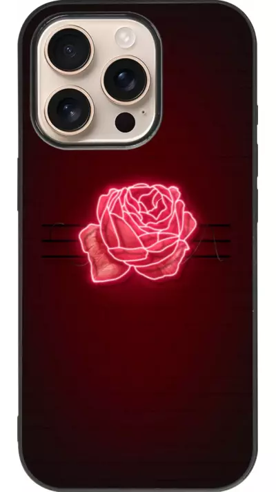 Coque iPhone 16 Pro - Silicone rigide noir Spring 23 neon rose