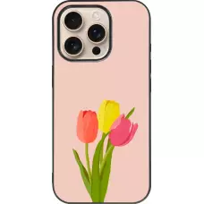 Coque iPhone 16 Pro - Silicone rigide noir Spring 23 tulip trio