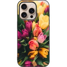 Coque iPhone 16 Pro - Silicone rigide noir Bouquet of tulips Spring 2026