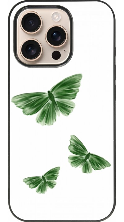 Coque iPhone 16 Pro - Silicone rigide noir Butterflies Spring 2026