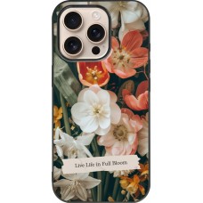 Coque iPhone 16 Pro - Silicone rigide noir Full Bloom Spring 2026