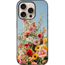 Coque iPhone 16 Pro - Silicone rigide noir Spring flowers Spring 2026