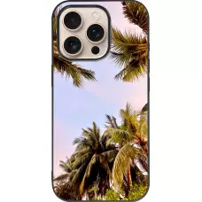 Coque iPhone 16 Pro - Silicone rigide noir Summer 2023 palm tree vibe