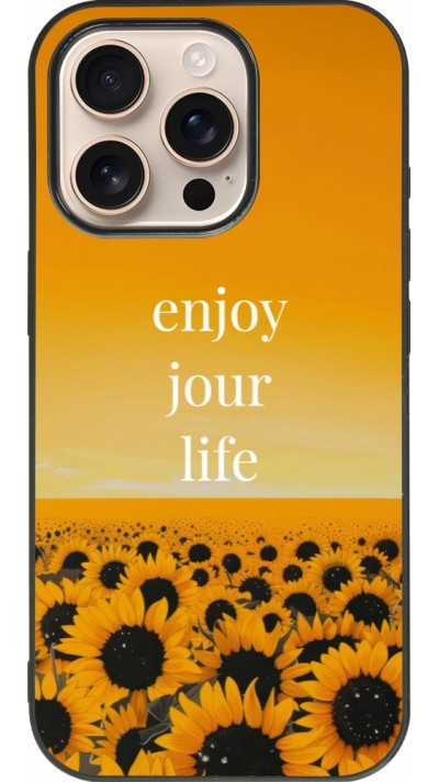 iPhone 16 Pro Case Hülle - Silikon schwarz Summer 2025 Enjoy your life