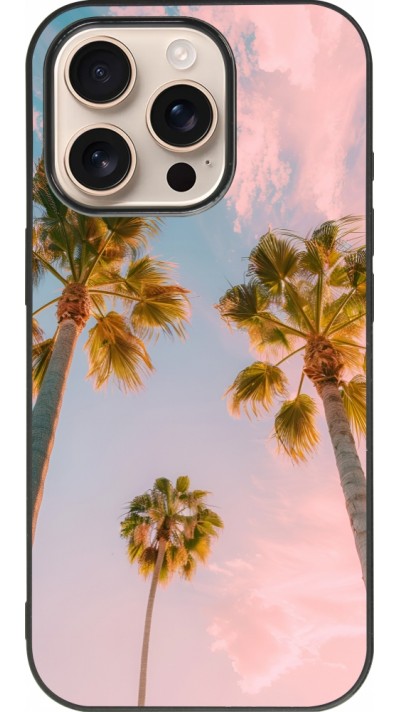 iPhone 16 Pro Case Hülle - Silikon schwarz Summer 2025 Palmiers