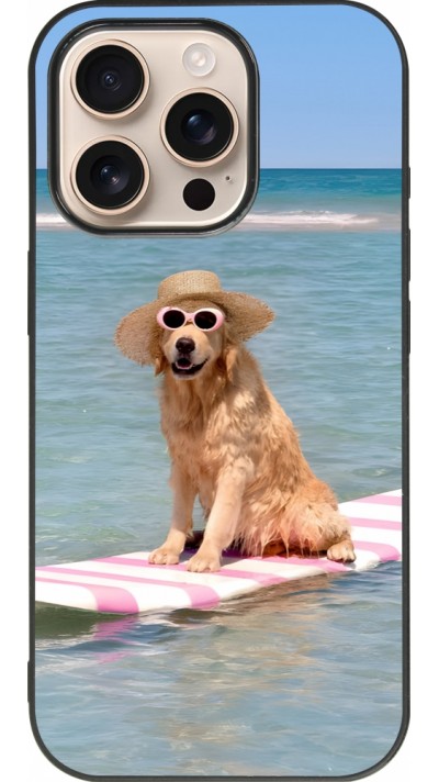 iPhone 16 Pro Case Hülle - Silikon schwarz Summer Dog on Paddle